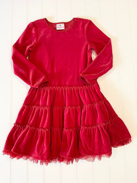Pre-Loved Girls Like New! Hanna Andersson Velour/Tulle Dress Size 120 (6/7)
