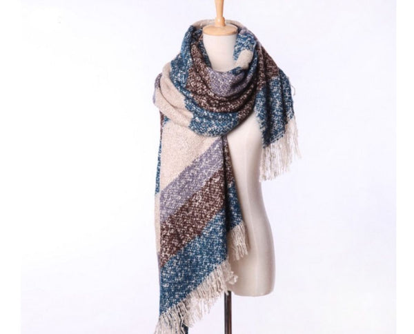 Super Soft Mohair Striped Textured Scarves