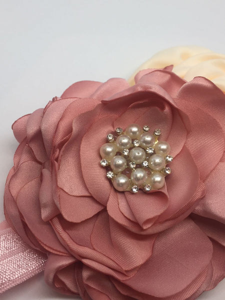 Satin and Pearl Flower Headbands
