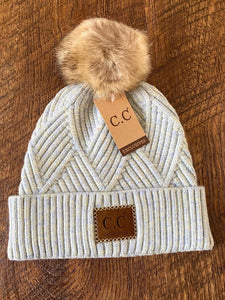 CC Large Patch Pom Beanies