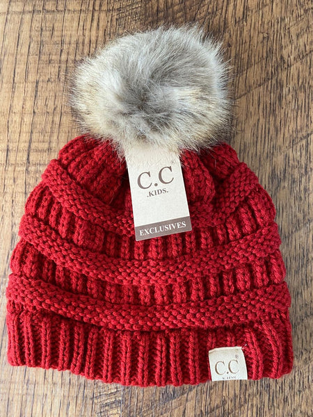 *KIDS* CC Faux Fur Pom Beanie