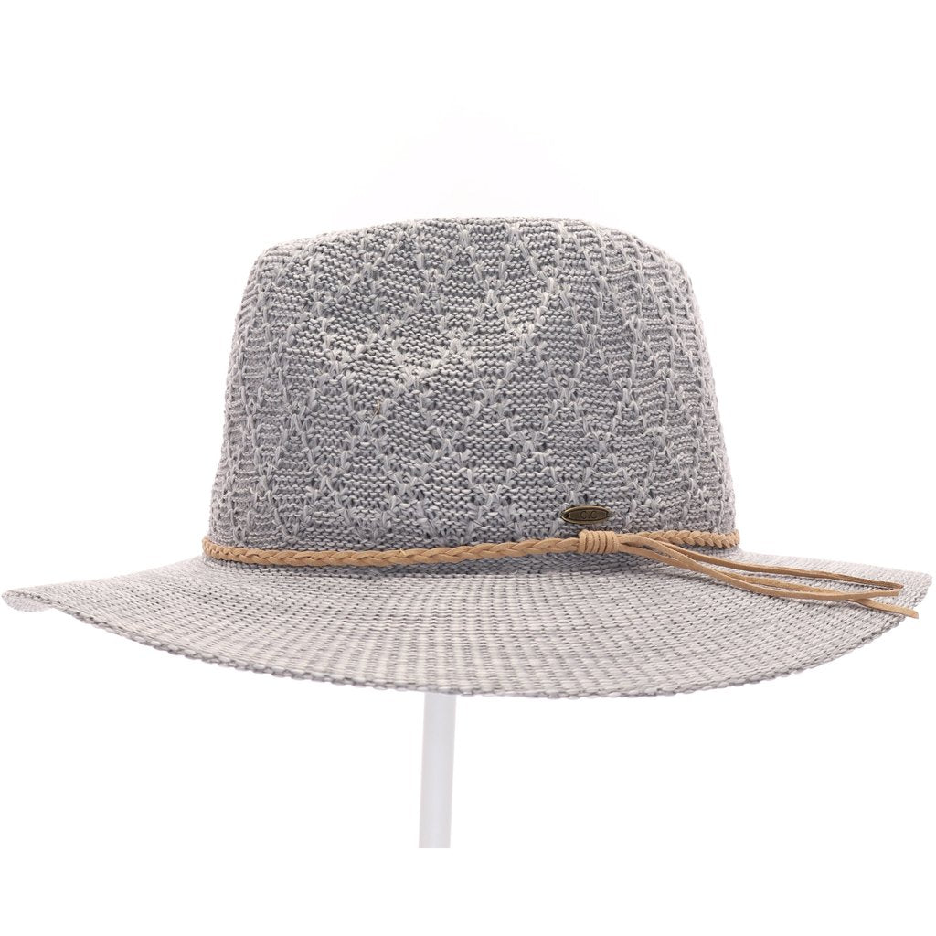 C.C Diamond Knit Panama Hat with Suede Braided Cord (Adult/One Size) Multiple Colors!