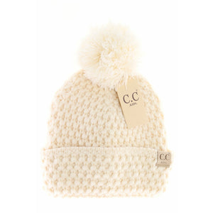 CC Kids Bee Stitch Knit Pom Beanies *Many Colors*