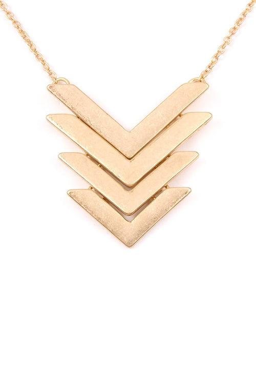 Matte Gold Layered Chevron Necklace