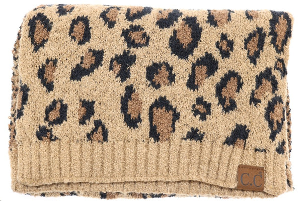 C.C. Leopard Boucle Knit Scarf