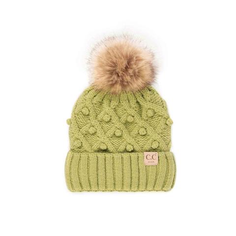 CC Kids Bobble Knit Faux Fur Pom Beanies *Many Colors*