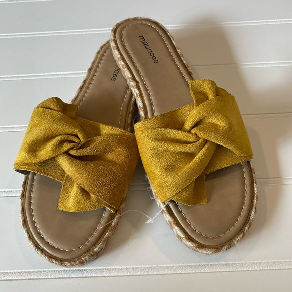 Pre-Loved Women's Shoes: New Maurices mustard suede like tie top slides, 9