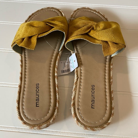 Pre-Loved Women's Shoes: New Maurices mustard suede like tie top slides, 9