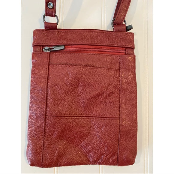 Pre-Loved NEW Red Leather Crossbody Purse