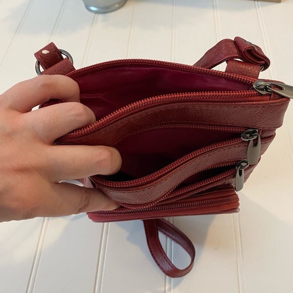Pre-Loved NEW Red Leather Crossbody Purse