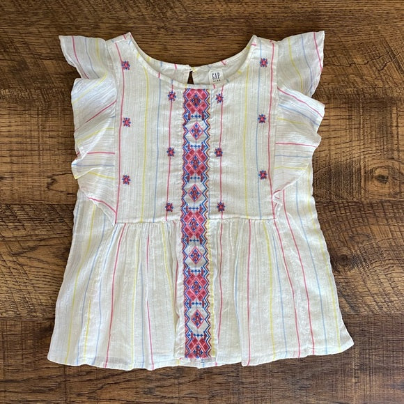 Pre-Loved Girls Like New Gap Kids Crepey Embroidered Boho Top M/8